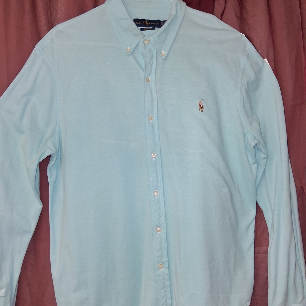 Ralph Lauren Knit Oxford Men SZ XL Light Blue Casual Button Down Shirt - Picture 6 of 15